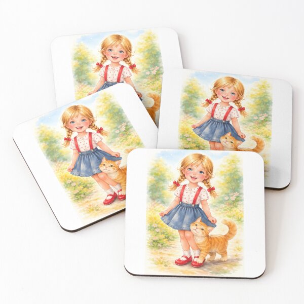 Item preview, Smiling Girl with Ginger Cat designed and sold by cuprum.