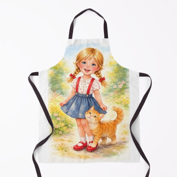 Item preview, Smiling Girl with Ginger Cat designed and sold by cuprum.