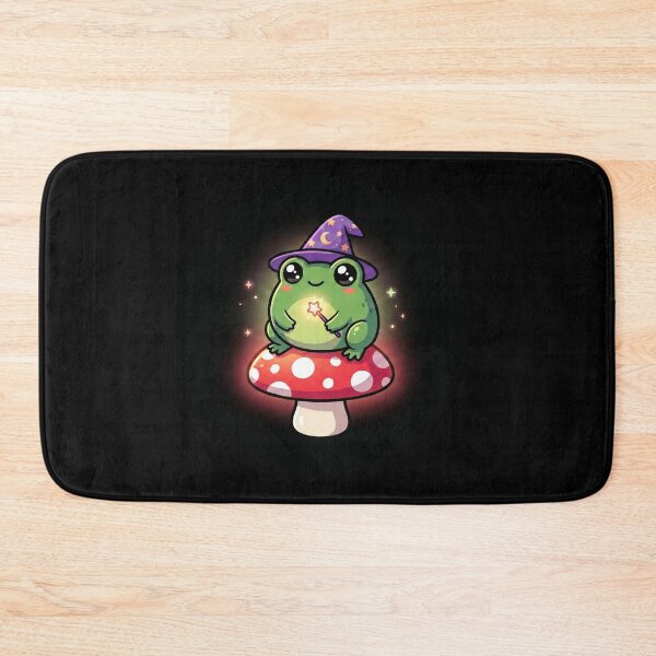Artikelvorschau, Kawaii Zauberfrosch auf Pilz - Niedliche magische Krötenkunst entworfen und verkauft von AuraDraftStudio.