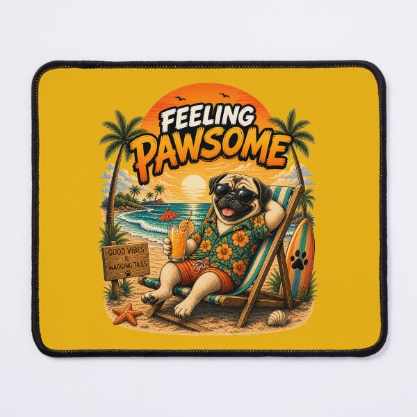 Item preview, Funny Pug Beach Design – Feeling Pawsome Summer Vibes Vacation Dog designed and sold by PixelsPaws.