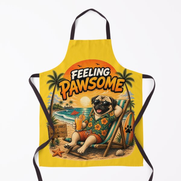 Item preview, Funny Pug Beach Design – Feeling Pawsome Summer Vibes Vacation Dog designed and sold by PixelsPaws.