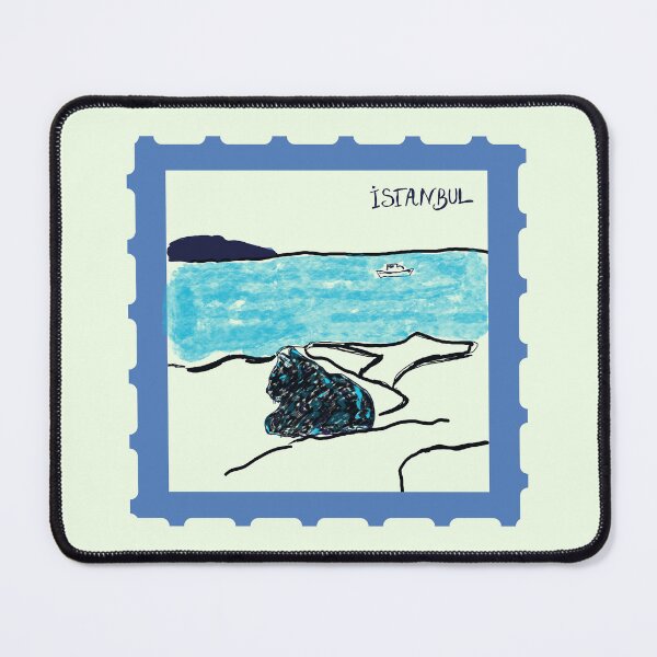 Item preview, Istanbul City Cat Travel Stamp Watercolor Art designed and sold by Kapsula2023.