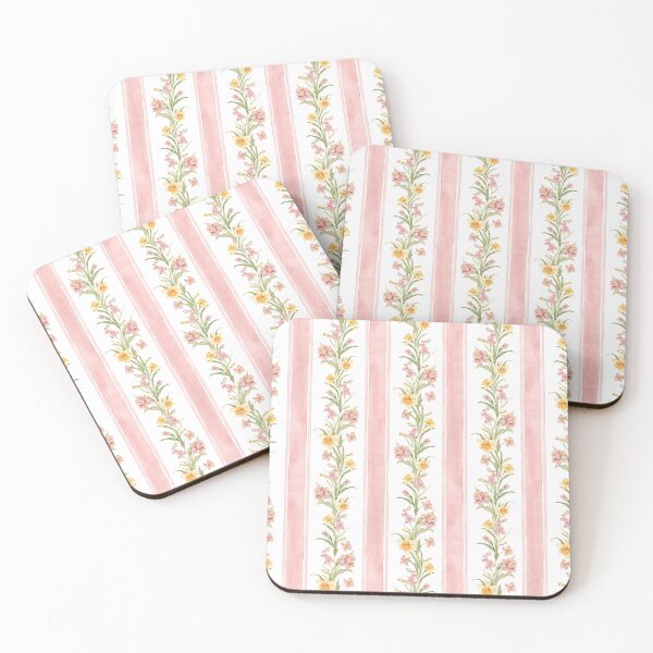 Item preview, Preppy Pink Yellow Stripes with Dainty Florals designed and sold by Artbyla10.