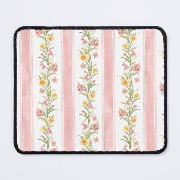 Item preview, Preppy Pink Yellow Stripes with Dainty Florals designed and sold by Artbyla10.