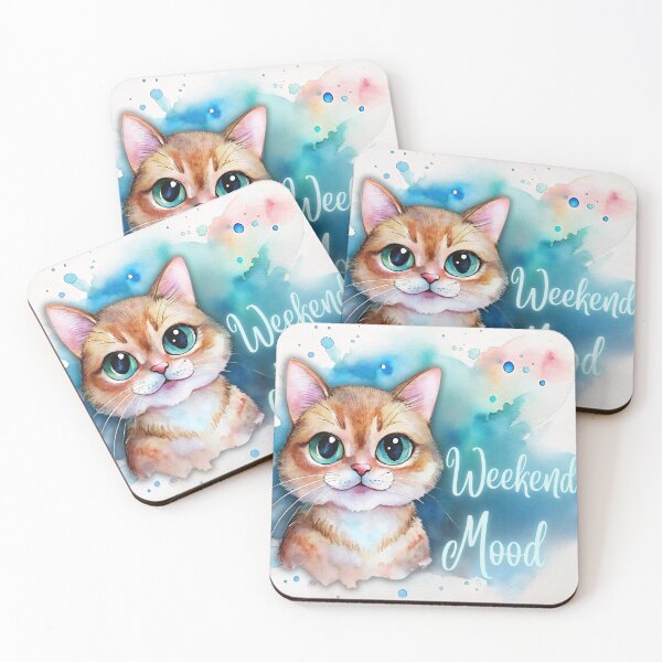 Item preview, Weekend Mood | Cute Cat Relaxing Watercolor Illustration designed and sold by Angellacelin.