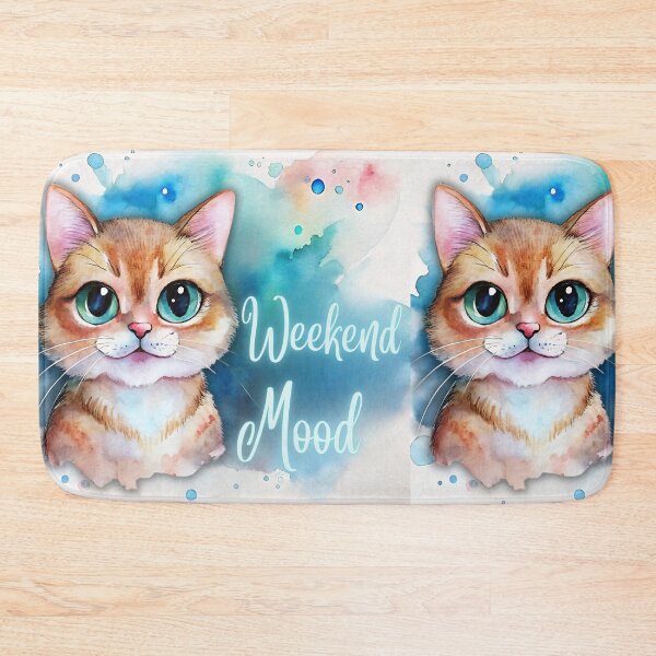 Item preview, Weekend Mood | Cute Cat Relaxing Watercolor Illustration designed and sold by Angellacelin.