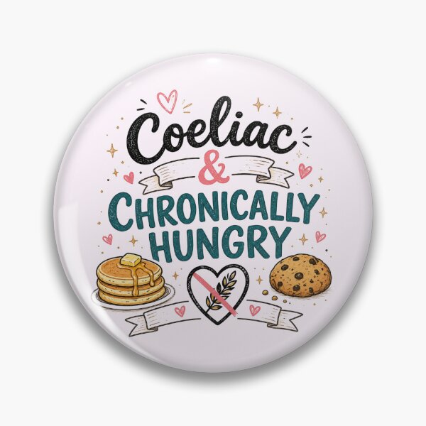 Item preview, Coeliac & Chronically Hungry – Funny Gluten Free Quote Coeliac Humour Foodie Typography Design designed and sold by My Gluten Free Life UK.