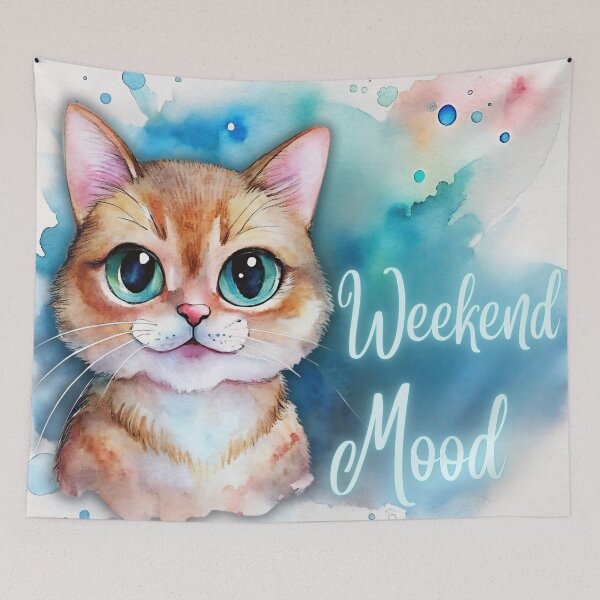 Item preview, Weekend Mood | Cute Cat Relaxing Watercolor Illustration designed and sold by Angellacelin.
