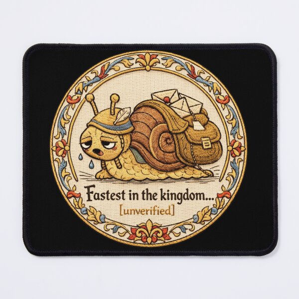 Item preview, Medieval Snail Postman Embroidery Print designed and sold by doinitzart.