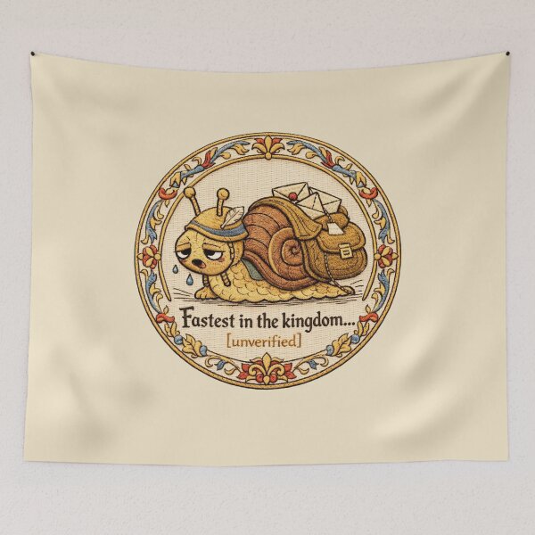Item preview, Medieval Snail Postman Embroidery Print designed and sold by doinitzart.