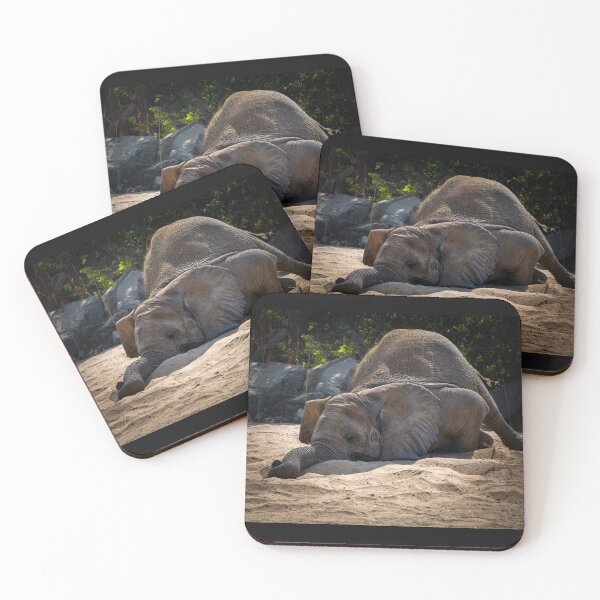 Item preview, Sleepy Elephant in Sand - Relatable Wildlife Photography designed and sold by AbulailArt.