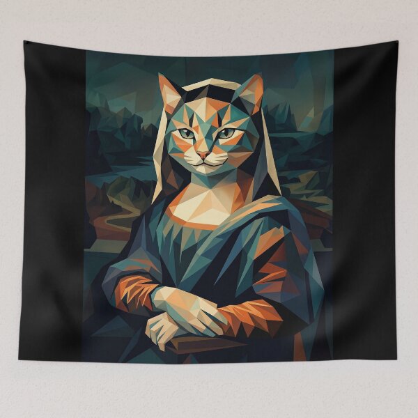Item preview, Mona Lisa Cat – Geometric Renaissance Digital Art designed and sold by TheCoolCatsMx.