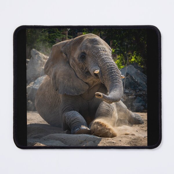 Item preview, Majestic African Elephant Playing in Dust - Powerful Wildlife Nature Photography designed and sold by AbulailArt.