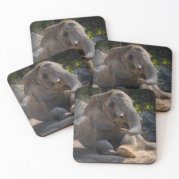 Item preview, Majestic African Elephant Playing in Dust - Powerful Wildlife Nature Photography designed and sold by AbulailArt.