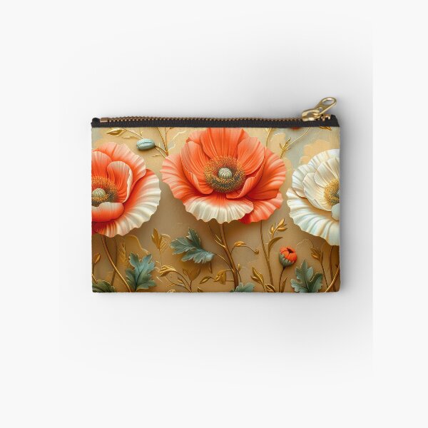 Artikelvorschau, Rote und weiße Mohnblumen mit goldenen Akzenten, elegantes Blumengemälde, botanische Kunst entworfen und verkauft von MargaretWiktor.