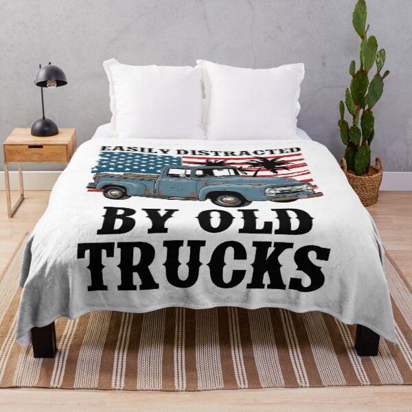 Item preview, Easily Distracted By Old Trucks - Vintage Blue Pickup & Americana designed and sold by Dmetalx Art Apparel.