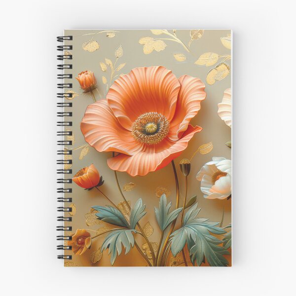 Artikelvorschau, Rote und weiße Mohnblumen mit goldenen Akzenten, elegantes Blumengemälde, botanische Kunst entworfen und verkauft von MargaretWiktor.