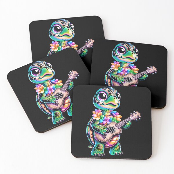 Item preview, Colorful Tropical Sea Turtle Playing Ukulele designed and sold by KETO370.