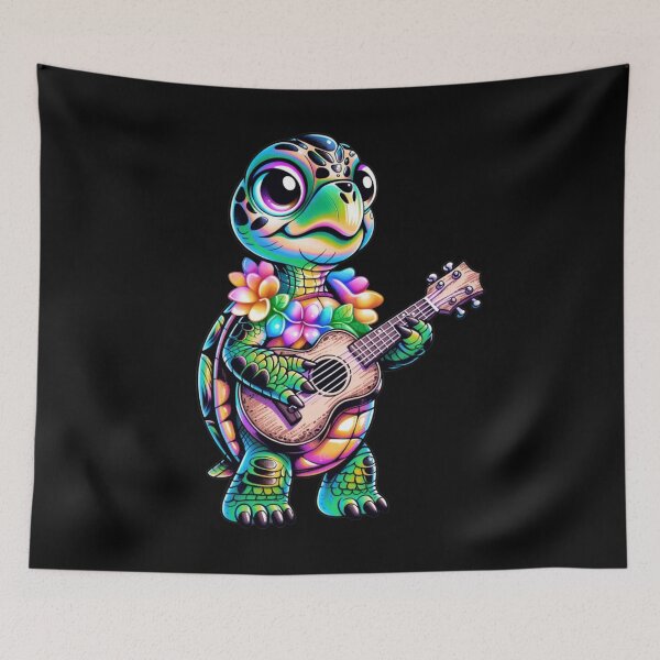 Item preview, Colorful Tropical Sea Turtle Playing Ukulele designed and sold by KETO370.