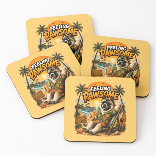 Item preview, Funny American Akita Beach Design – Feeling Pawsome Summer Vibes Vacation Dog designed and sold by PixelsPaws.