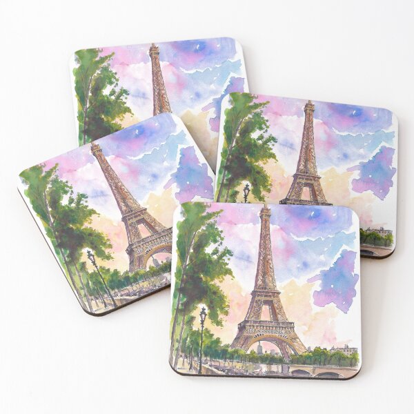 Item preview, Paris Eiffel Tower Watercolor – Seine River Romantic Art Print, France Travel Gift designed and sold by artshop77.