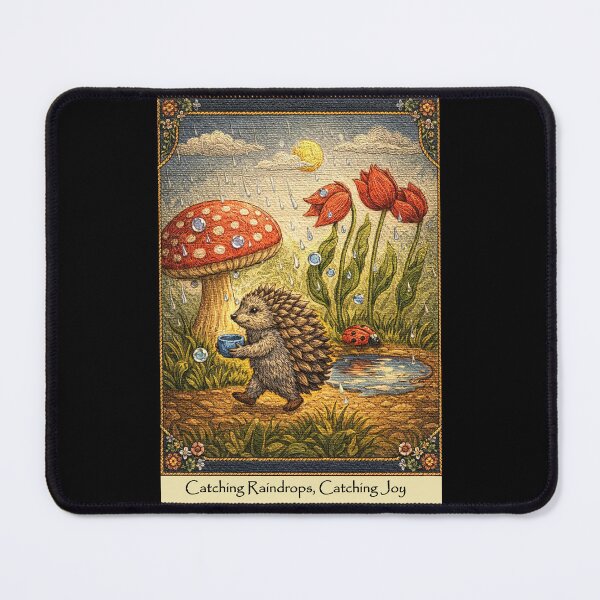 Item preview, Hedgehog Catching Raindrops Embroidery Style designed and sold by doinitzart.