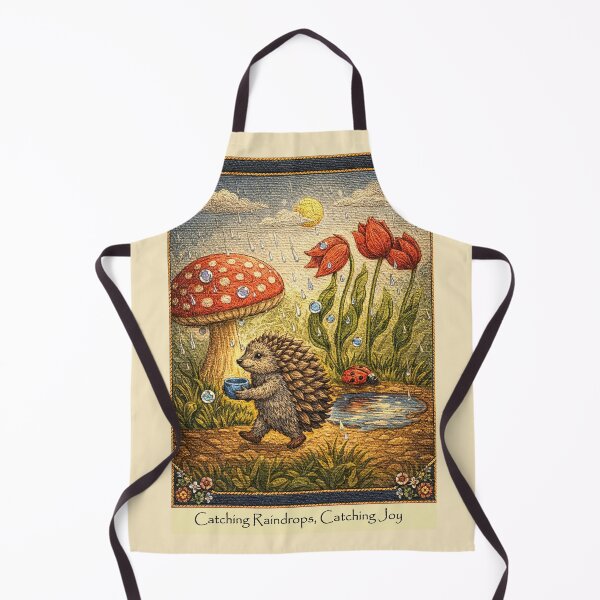 Item preview, Hedgehog Catching Raindrops Embroidery Style designed and sold by doinitzart.