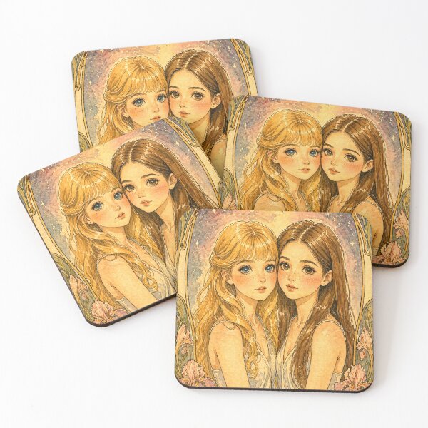 Item preview, Watercolor Art Nouveau Anime Girls Starlit Portrait designed and sold by Bara Lune Design .