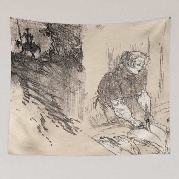 Item preview, The Brief Joys Cover by Henri de Toulouse-Lautrec | Art Nouveau Sketch Fine Art Print designed and sold by artofuniverse.