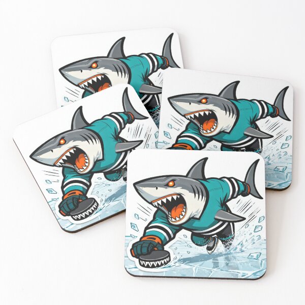 Item preview, Angry Shark Hockey Player Mascot on Ice designed and sold by Pandora´s Box.