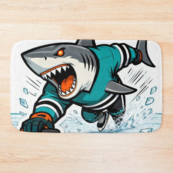 Item preview, Angry Shark Hockey Player Mascot on Ice designed and sold by Pandora´s Box.