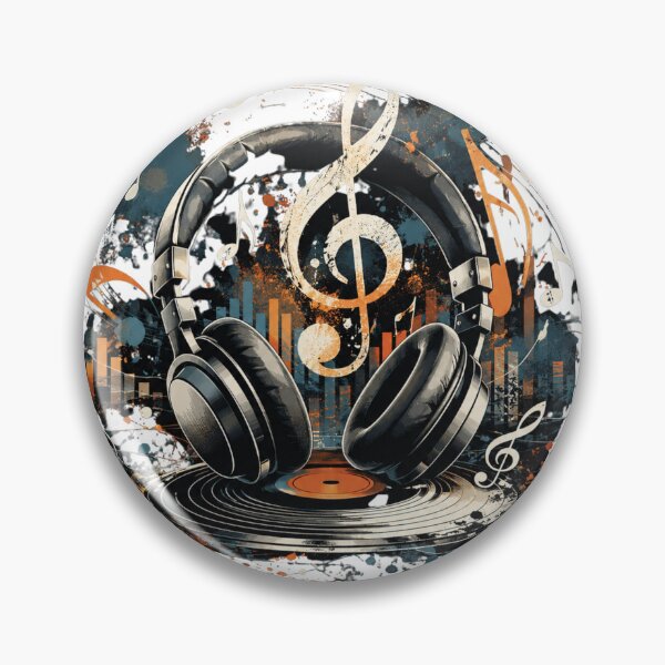 Item preview, Vintage Vinyl Record Headphones and Musical Treble Clef Art designed and sold by ZadTicaret.