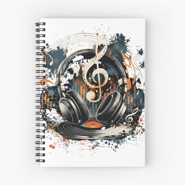 Item preview, Vintage Vinyl Record Headphones and Musical Treble Clef Art designed and sold by ZadTicaret.