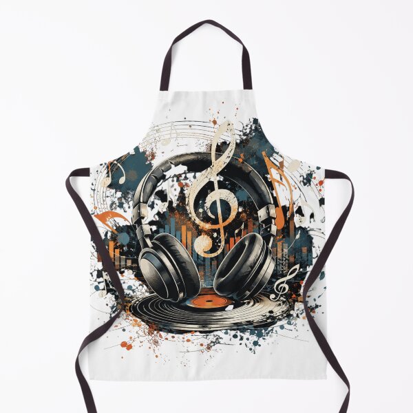 Item preview, Vintage Vinyl Record Headphones and Musical Treble Clef Art designed and sold by ZadTicaret.