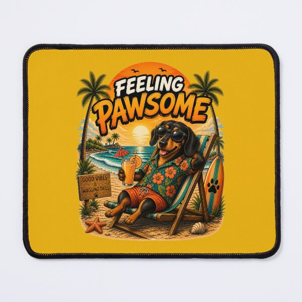 Item preview, Funny Black Dachshund Beach Design – Feeling Pawsome Summer Vibes Vacation Dog designed and sold by PixelsPaws.