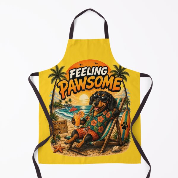 Item preview, Funny Black Dachshund Beach Design – Feeling Pawsome Summer Vibes Vacation Dog designed and sold by PixelsPaws.