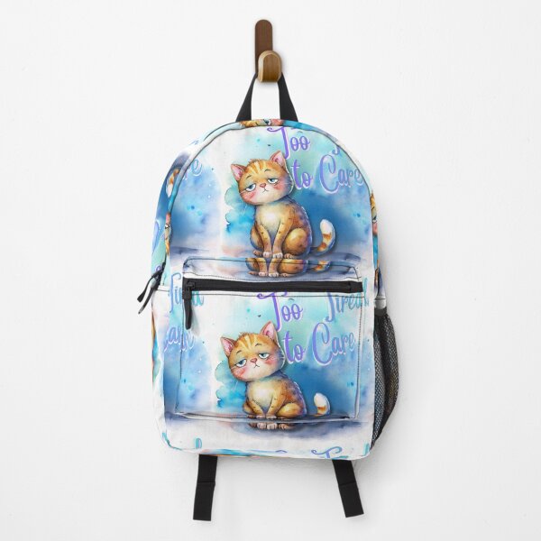 Item preview, Too Tired to Care | Grumpy Cute Cat Watercolor Illustration designed and sold by Angellacelin.