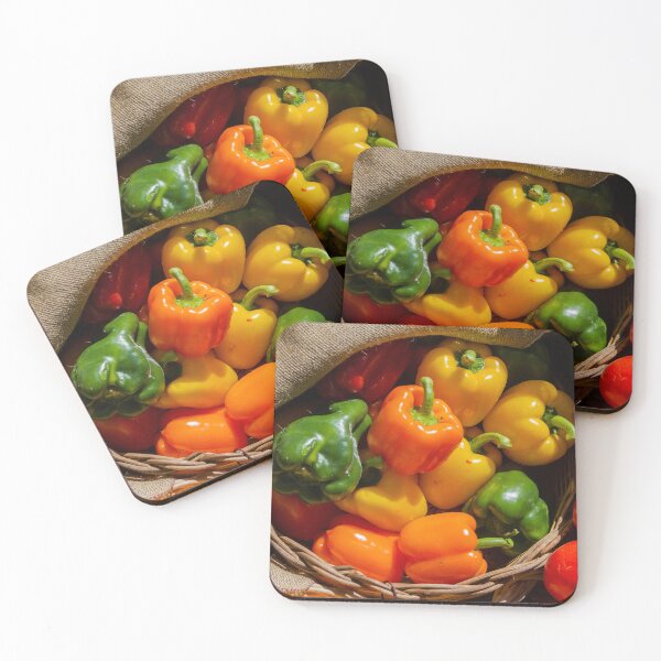 Item preview, Colorful Bell Peppers In A Rustic Basket With Burlap Fresh Produce At Market designed and sold by Nmallia.