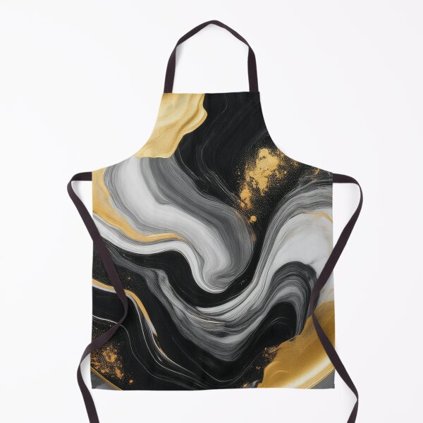Artikelvorschau, Abstrakte Kunst – Fluid Art Schwarzer und goldener Marmor auf weißem Marmor entworfen und verkauft von Becky-Poppins.