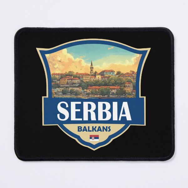 Item preview, Serbia Illustration Retro Badge designed and sold by KrisSidDesigns.