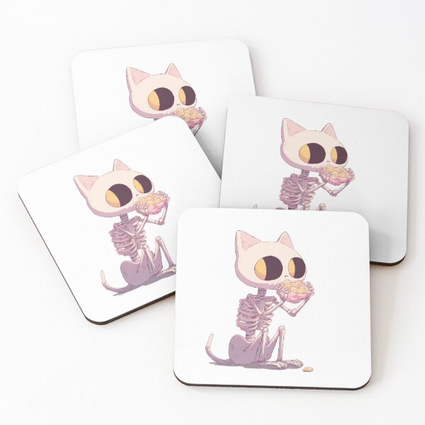Item preview, Cute Cat Skeleton Eating Snacks Spooky Kawaii Halloween Cat Skull Funny Gothic Cat Gift designed and sold by CozyPawCo.