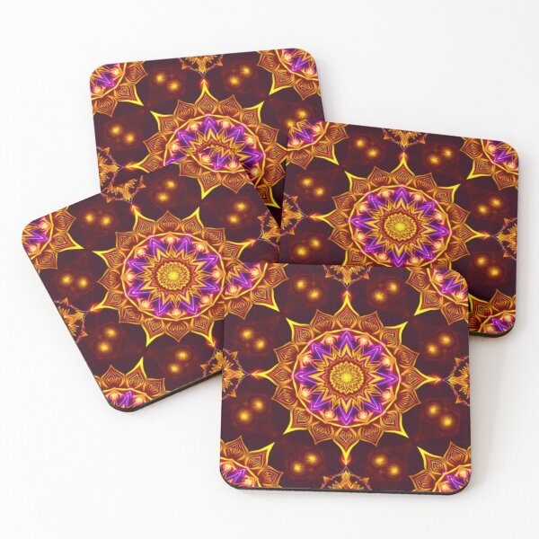Item preview, Orange Yellow Kaleidoscope Mandala Dark Background Meditation Spiritual Art designed and sold by Good Vibes .
