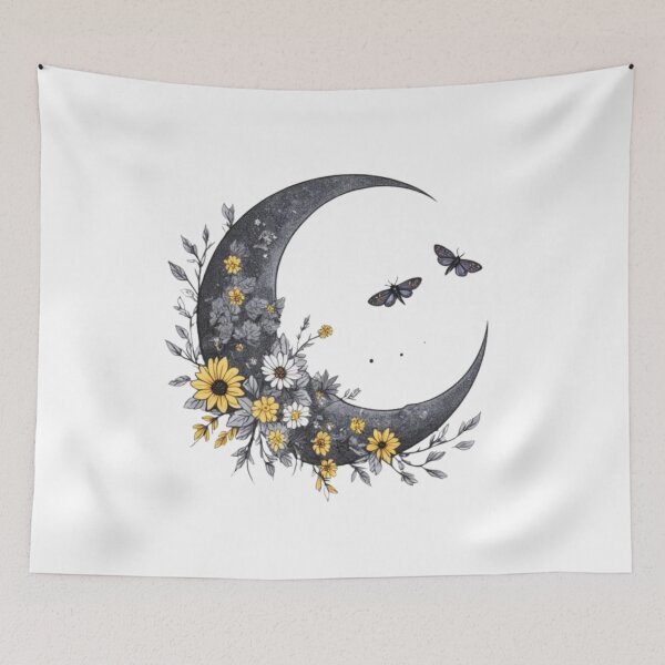 Item preview, Black Crescent Witchy Sticker - Cottagecore Aesthetic Design designed and sold by MoonAndMossStudio.