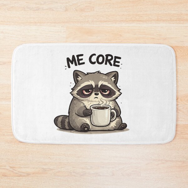 Item preview, Tired Raccoon With Coffee Me Core Relatable Meme designed and sold by LumePrint.