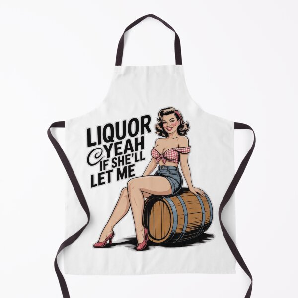 Item preview, Pin‑Up Liquor Yeah If She'll Let Me Retro Party Design T-Shirt designed and sold by MerchlyMike.
