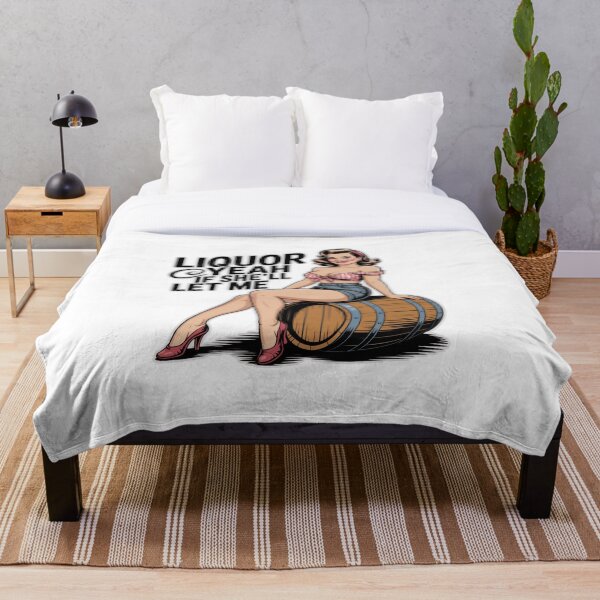 Aperçu de l'œuvre T-shirt Pin-Up Liquor « Ouais si elle me laisse faire » style rétro pour soirée créée et vendue par MerchlyMike.