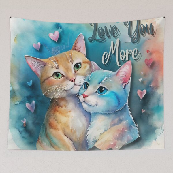 Item preview, Love You More | Cute Cat Couple Watercolor Illustration designed and sold by Angellacelin.