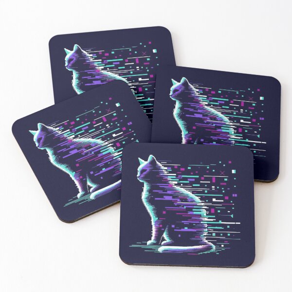Item preview, Glitch Cat – Neon Digital Art designed and sold by Dogandesighn.