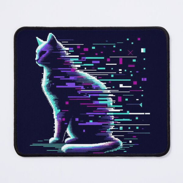 Item preview, Glitch Cat – Neon Digital Art designed and sold by Dogandesighn.