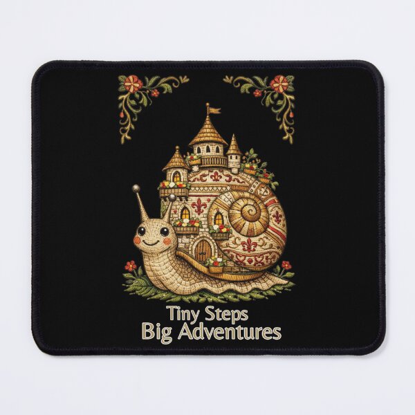 Item preview, Tiny Steps Big Adventures Snail Medieval Embroidery Style designed and sold by doinitzart.